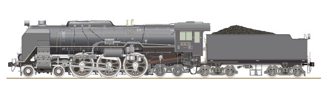 C6215-機関車のイラスト　呉線